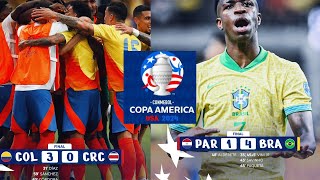 Vinicius Jr Destroy Paraguay Brazil and Colombia into Copa America 2024 QuarterFinals [upl. by Shellans]