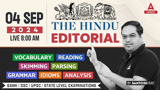 Hindu Editorial Analysis  04 SEP 2024  Vocab Grammar Reading Skimming  Santosh Ray [upl. by Ahtnama392]