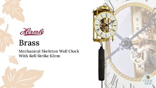 62cm Brass Mechanical Skeleton Wall Clock With Bell Strike By Hermle [upl. by Cramer]