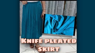 How to do cutting and stitching of knife pleated skirt Satin skirt [upl. by Aillicec]