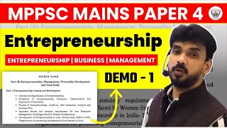 MPPSC Entrepreneurship Demo Class 2  Paper 4 amp Constitution MPPSC Mains English Medium [upl. by Acireh]