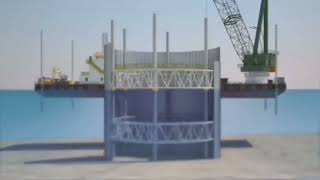 Educative visual of cellular cofferdam installation underwater [upl. by Oravla713]