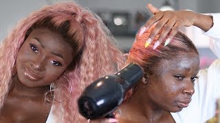 LETS MAKE A PINK LACE FRONTAL WIG FROM START TO FINISHED  Shalom Blac [upl. by Leahcimnaes]