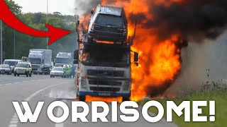 UNBELIEVABLE UK LORRY DRIVERS  Lorry Hits Low Bridge HGV Gets Stuck Lorry Ends Up Exploding 23 [upl. by Adnovad]