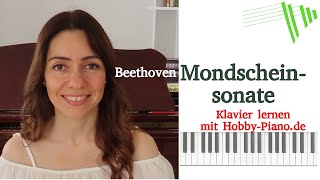 Lerne die Mondschein Sonate Beethoven am Klavier mit Hobbypiano 👍 [upl. by Eceinhoj269]