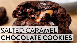 Salted Caramel Dark Chocolate Cookies  Sallys Baking Recipes [upl. by Elokyn]