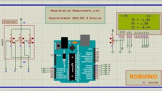 Accelerometer adxl335 Lcd using Arduino amp simulation proteus [upl. by Adnyc684]