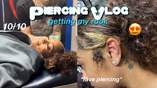 piercing vlog 🫶🏽 getting my rook [upl. by Aiselad942]