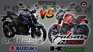 SUZUKI GIXXER 250 vs KAWASAKI PULSAR N250 SPECS COMPARISON [upl. by Sou]