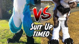 Digitigrade vs Plantigrade Fursuits Suit Up TIMED face reveal [upl. by Ycal]