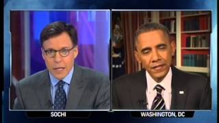 Obama Interview on Sochi Olympics in Russia with Bob Costas before Opening Ceremony [upl. by Nazler]