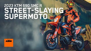 2023 KTM 690 SMC R – Streetslaying supermoto royalty  KTM [upl. by Maryanna]