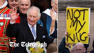 King Charles hands out Maundy money amid protests in York [upl. by Nazler]