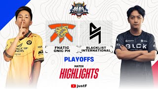 ONIC vs BLCK HIGHLIGHTS  MPL PH S13 Playoffs Day 1 FNATIC ONIC PH vs BLACKLIST INTERNATIONAL [upl. by Litt]