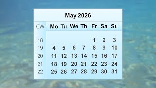 May 2026 Calendar [upl. by Jamison729]