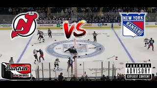 NJ Devils NY Rangers FIGHT NIGHT Opening Faceoff LINE BRAWL Rempe vs MacDermid Game Recap 43 [upl. by Annekahs]