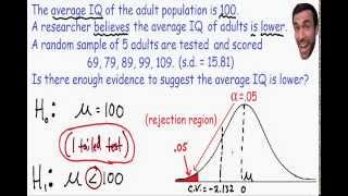 Hypothesis Testing  one tailed t disribution [upl. by Appleton719]