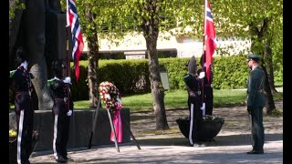 King Harald V of Norway and Crown Prince Haakon Magnus attend the WWII Victory Day 2022 [upl. by Lowry430]