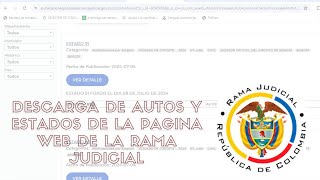 Tutorial de descarga de autos y estados en la nueva pagina de la Rama Judicial [upl. by Magill]