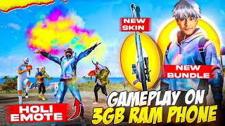 Garena Send me New HOLI Bundle amp GUN EMOTE 😳fir 3Gb Lag Phone may kiya Solo vs Duo BOOYAH Challenge [upl. by Airehs388]