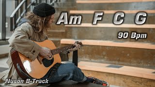 A Minor 90 Bpm Acoustic Guitar Backing Track with Cajon [upl. by Oinotnaocram414]