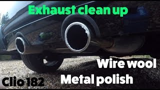 Wire wool to clean up exhaust tips Clio 182 [upl. by Ahseele]