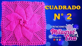 Cuadrado N° 2 tejido a crochet ESTRELLA EN RELIEVES para cojines colchas y cobijas para bebe [upl. by Cantu]