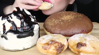 Salted Caramel ASMR chocolate cream donuts mukbang bites only [upl. by Alemat]