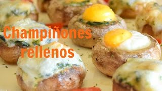 Champiñones rellenos de espinacas al horno  Receta sana [upl. by Letnwahs]