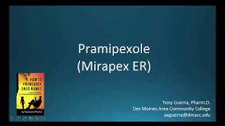 CC How to Pronounce pramipexole Mirapex ER Backbuilding Pharmacology [upl. by Estis]