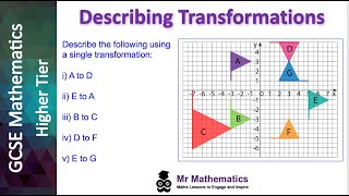 Describing Transformations  GCSE Maths  Mr Mathematics [upl. by Nylasoj]