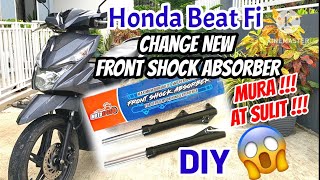 Honda Beat Fi  Change New Front Shock Absorber  DIY  Mura at Sulit  affordable price [upl. by Ayikat]