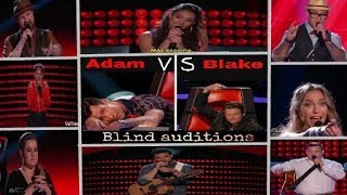 The voice usa adam vs blake blind auditions funny moments judges perform [upl. by Anissa373]