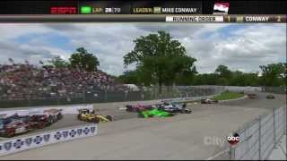 HUGE Pile Up Crash IndyCar Detroit Race 2 2013 [upl. by Moreen]