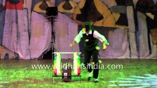 Amazing Circus Act Clown juggles twelve spinning balls [upl. by Avika]