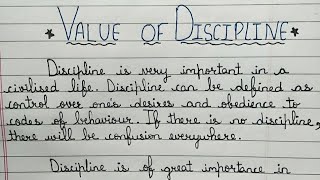 Essay on Value of Discipline in English  Essay writing [upl. by Nauqad]