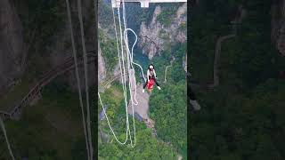 Zhangjiajie Grand Canyon Glass Bridge Bungee Jumping First Person View [upl. by Amesari]