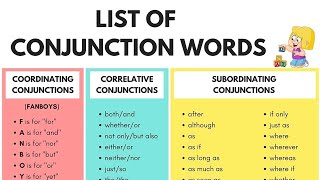 Conjunction Words A Complete List of Conjunctions in English [upl. by Tallou]