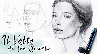 COME DISEGNARE UN VOLTO TRE QUARTI  Tutorial Disegno Ritratto Realistico a matita [upl. by Akilak]