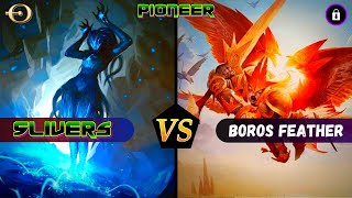 CANT BEAT THE DEFENSE  5C Slivers VS Boros Feather  PIONEER  MTGO Practice [upl. by Leirud]