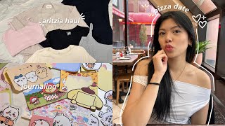 vlog big aritzia haul realistic days in my life pizza date journaling wbf [upl. by Robison]