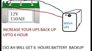 150 AH battery connecting to 600 VA UPS for more backup [upl. by Merrick]