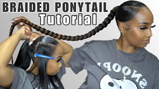 EASY Sleek Ponytail Tutorial On Natural Hair Using A Drawstring Ponytail  Junoda [upl. by Esmeralda]