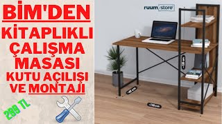 BİMDE SATILAN KİTAPLIKLI ÇALIŞMA MASASI KUTU AÇILIŞI VE MONTAJI yeni [upl. by Dygert505]