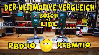 Bosch PBD 40 vs PARKSIDE® PTBM710A1  Der ultimative Vergleich der Tischbohrmaschinen im Duell [upl. by Nerreg]