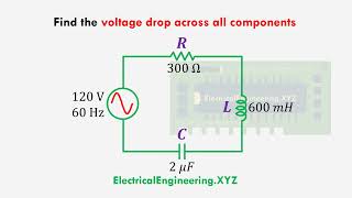 How to find voltage drop across all components in Series RLC Circuit using Ohms Law [upl. by Mun]