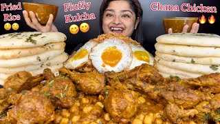 SPICY CHANA CHICKEN🍗 INDONESIAN CHICKEN FRIED RICE WITH EGGS AND FLUFFY BUTTER KULCHA  EATING ASMR [upl. by Yehtomit678]