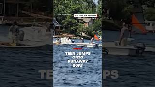 Watch this teenager leap from his jet ski to save a runaway boat [upl. by Ameerak]