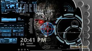 Terminator T800 Theme with customization of Metal Gear Rising Animated Desktop Rainmeter Skin [upl. by Ardnoid859]