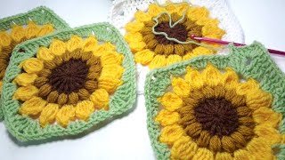 Patrón 🌻 GRANNY DE FLORES A CROCHET 🌻 GIRASOL [upl. by Ailaro]